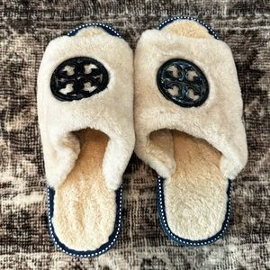 Tory Burch real fur slides